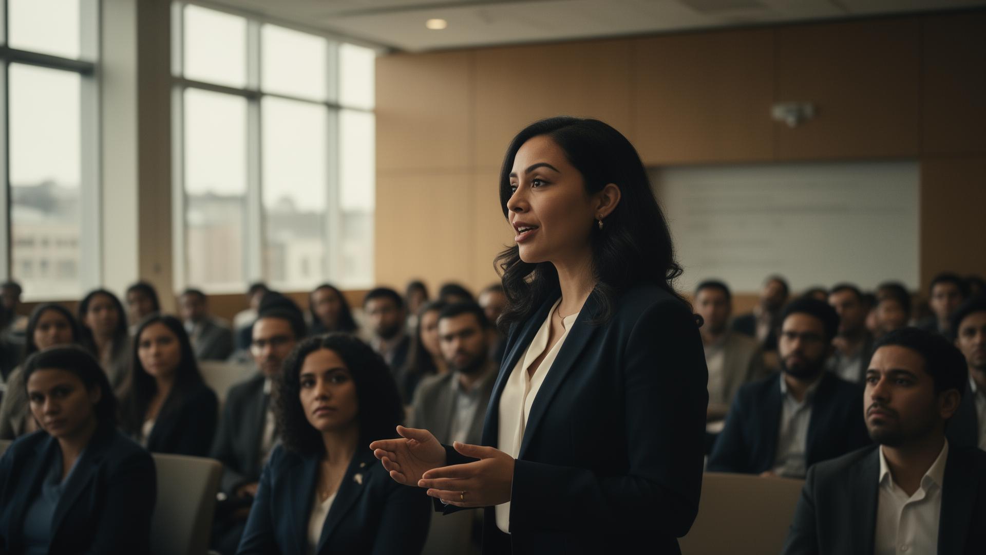Líder hablando frente a su clase en el Centro de Estudios Avanzados